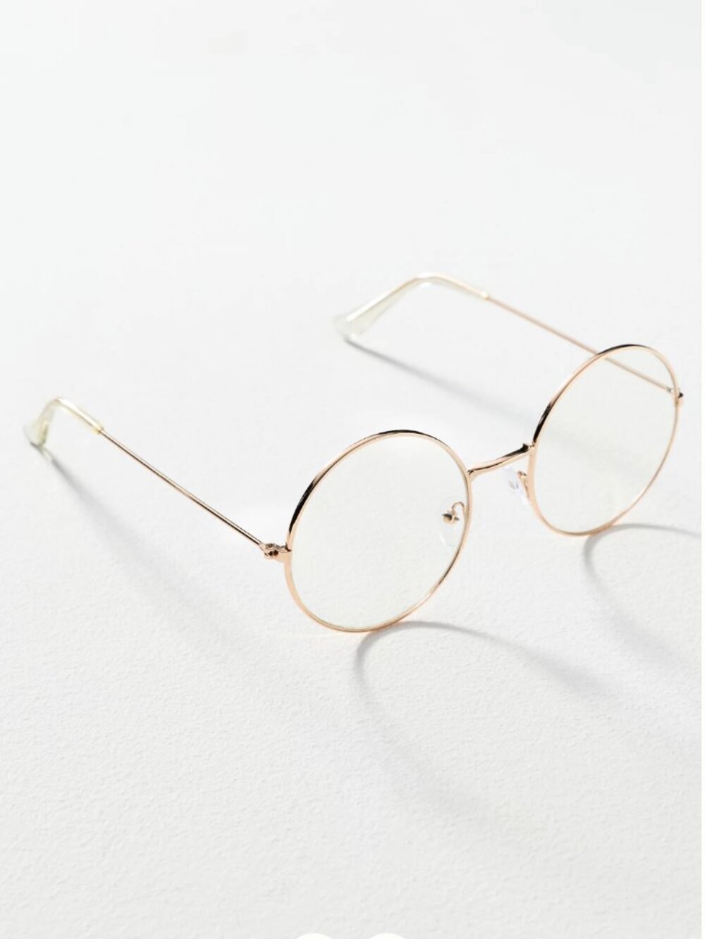 Anthropologie Gold Wire Frame Clear Lens Glasses Round Oversized - Picture 2 of 3